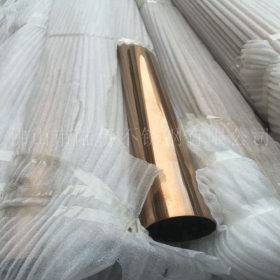 201玫瑰金不锈钢圆管&Phi;51mm 楼梯不锈钢管|镜面黑钛金方管