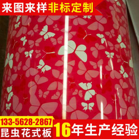 山东宏鑫佳厂家昆虫花式不锈钢彩钢印花板 环保加厚花纹彩涂板卷