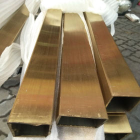 厂家批发304不锈钢黄钛金矩形管35mm*23mm实厚0.5-2.8毫米拉丝