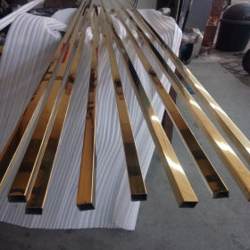 佛山厂家批发304不锈钢黄钛金方管50*50mm实厚1.0*3.8毫米价格