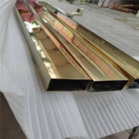 厂家批发304不锈钢黄钛金拉丝矩形管150mm*100mm实厚1.0-3.8毫米