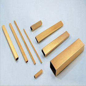 大量现货304不锈钢黄钛金光面/拉丝方管40*40mm实厚0.8-2.0毫米