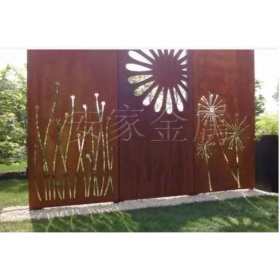 上海锈钢板镂空屏风精密激光切割耐候钢异形件弧形景观墙铁板切割