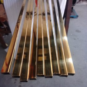 黄钛金矩形管304不锈钢管扁50*30*0.8*0.9*1.0mm镜光面黄钛金