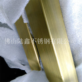 304不锈钢黄钛金矩形管 尺寸50*25*0.5*0.6*0.7足厚 拉丝/亮光面
