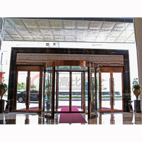 304拉丝红铜不锈钢旋转门温德姆酒店装饰案例 可含玻璃安装